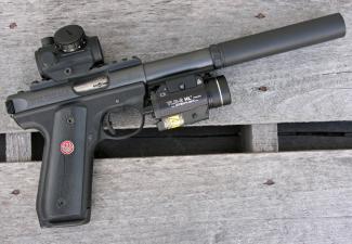 Ruger Mark IV Tactical Pistol w/ SilencerCo Sparrow 